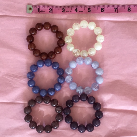 Six Stretch Bead Bracelets - Picture 2 of 2